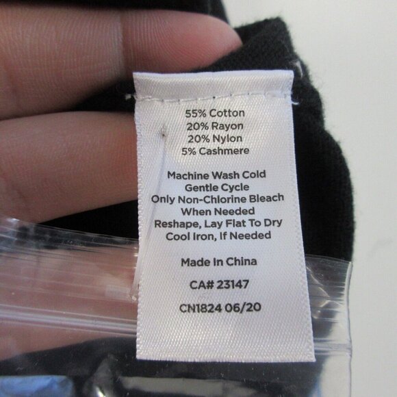 Talbots Cardigan Women X L Black Blue Trim Pockets Button Front Cotton New 356 - Picture 6 of 8